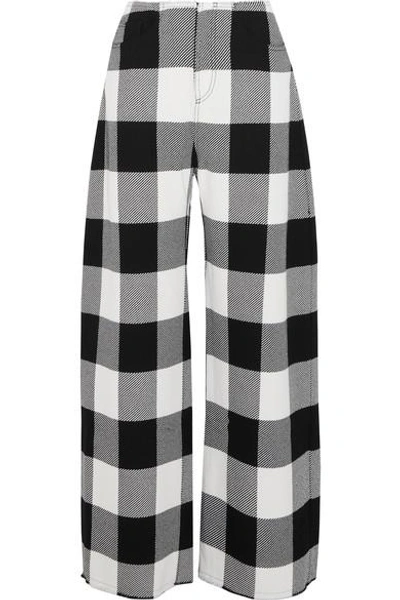 Marques' Almeida High-rise Wide-leg Checked Wool Trousers