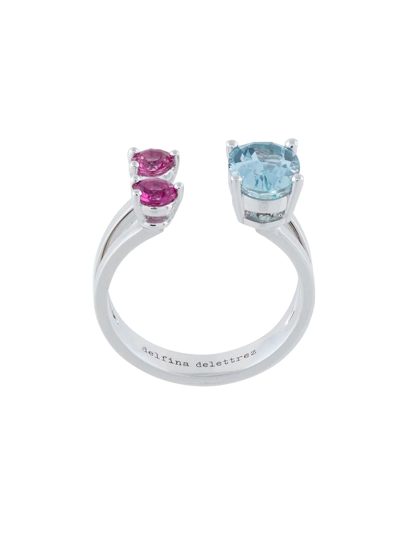 Delfina Delettrez 18-karat White Gold, Aquamarine And Tourmaline Ring In Metallic