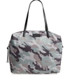 Rebecca Minkoff Women's Camo-print Washed Nylon Tote In Camo Print Green/silver