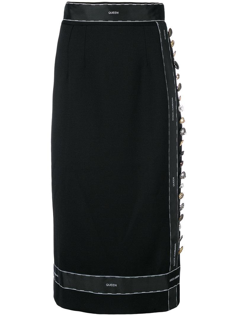 Dolce & Gabbana Embellished Wool-blend Midi Skirt In Nero | ModeSens
