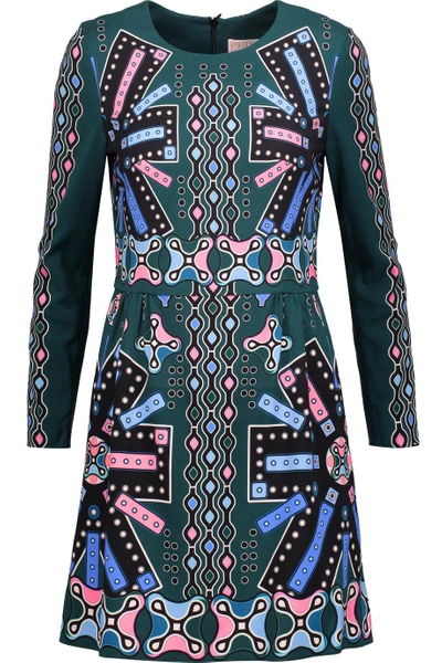 Peter Pilotto Pleated Printed Crepe Mini Dress