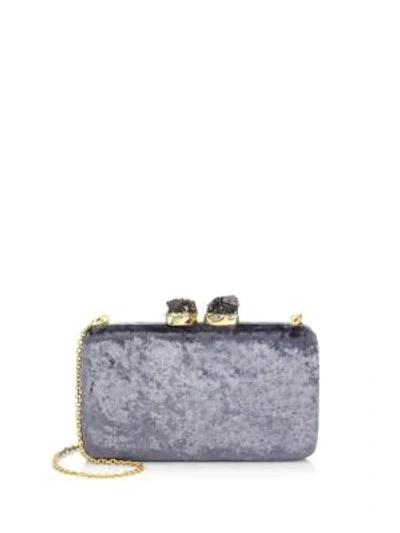 Kayu Margaux Velvet Clutch In Gray/gold