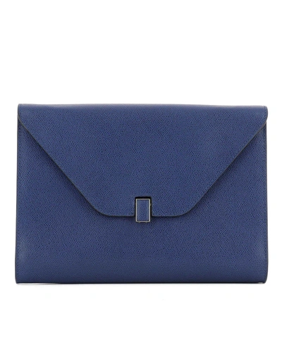 Valextra Blue Leather Pochette
