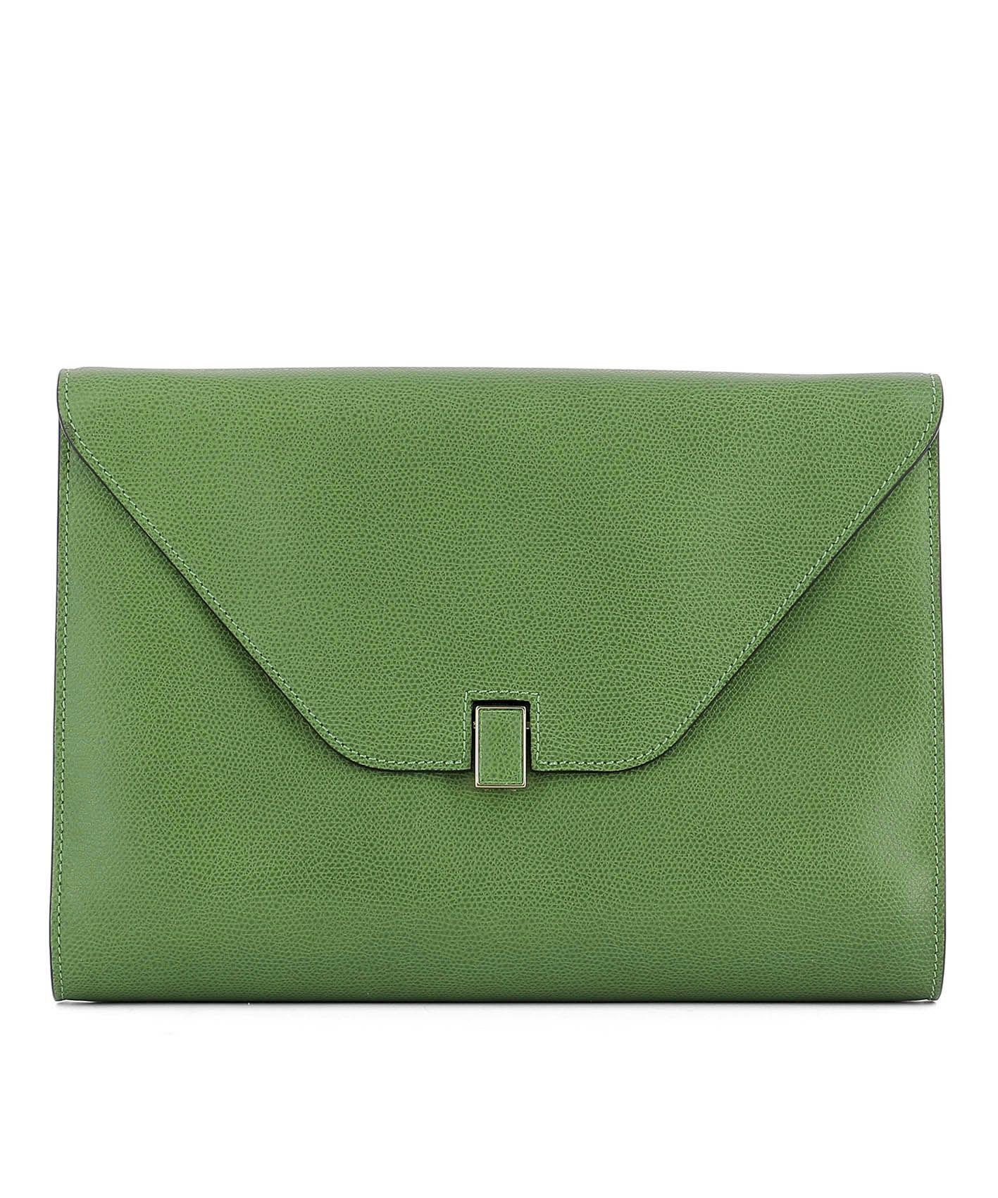 Valextra Green Leather Pochette | ModeSens