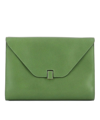 Valextra Green Leather Pochette