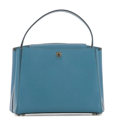Valextra Blue Leather Handle Bag