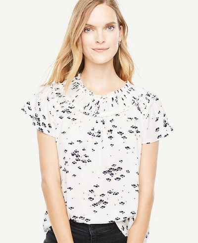 Ann Taylor Petite Petaled Pleated Flutter Top In Winter White