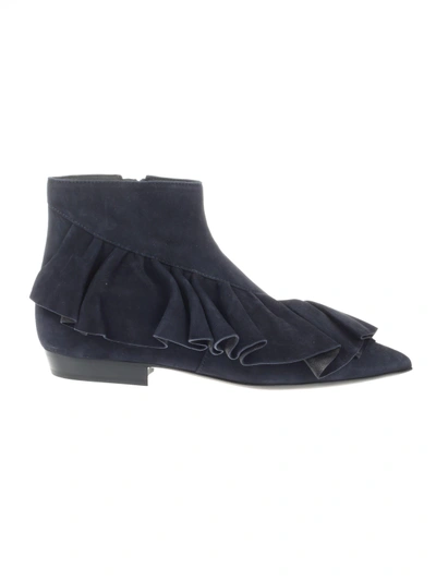 Jw Anderson J.w. Anderson Ruffle Ankle Boots In Blue
