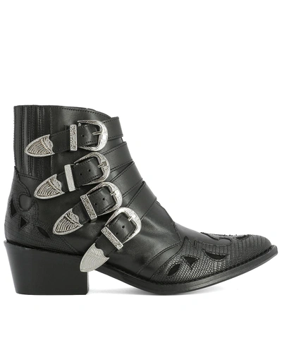 Toga Black Leather Ankle Boots