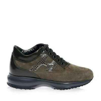 Hogan Interactive Leather Suede Sneaker With Mirror Polka Dots In Verde