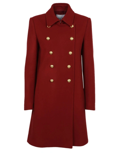 Dondup Buttoned Tailored Coat In Rosso