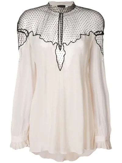 Just Cavalli Sheer Panel Blouse In Neutrals