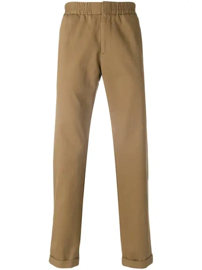 Msgm Fitted Chino Trousers In Brown