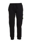 Stone Island Patch Cotton Jogging Trousers In Black