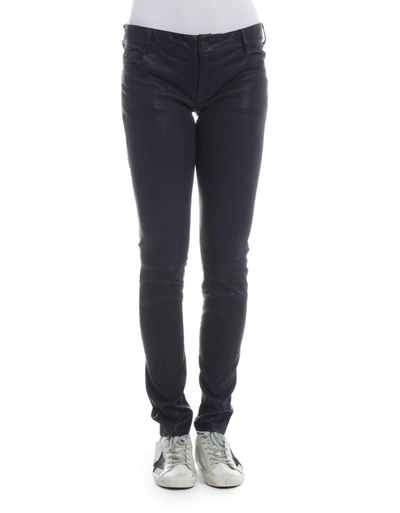 Drome Navy Leather Pants In Blue