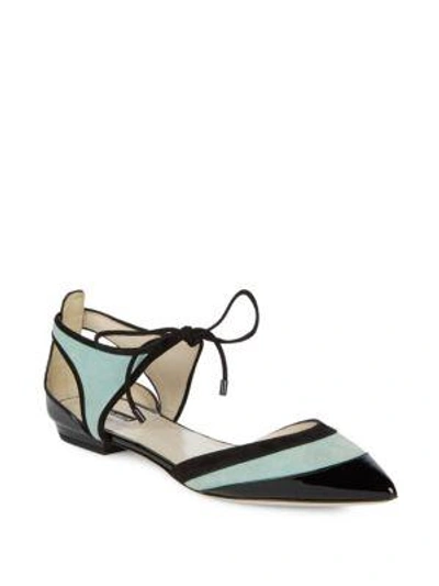 Giorgio Armani Leather Self-tie Flat Shoes In Nero