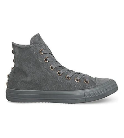 Converse All Star High-top Studded Suede Sneakers In Mason Grey Stud