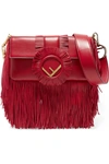 Fendi Baguette Fringed Leather Shoulder Bag In Red