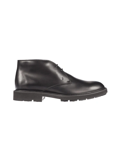 Tod's Calfskin Lace-up Boots In Black