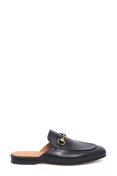 Gucci Princetown Black Leather Slippers In Nero