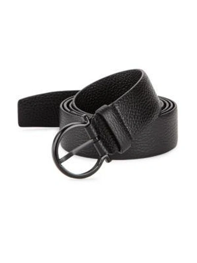 Ferragamo Gancio Buckle Belt With Extended Strap In Black