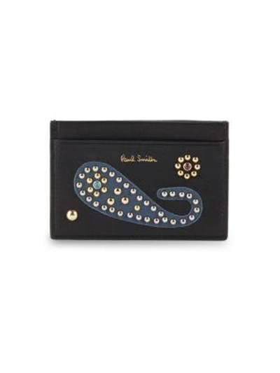 Paul Smith Paisley Studded Card Holder In Black