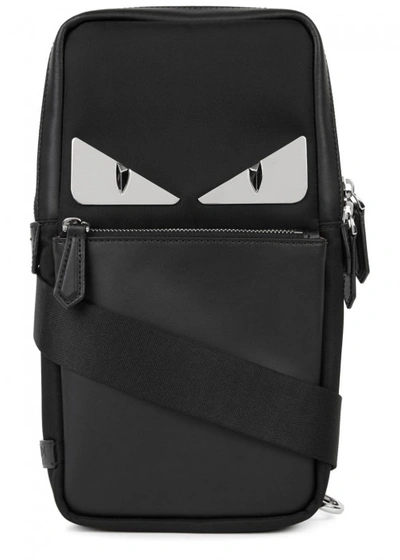 Fendi Bag Bugs Leather-panelled Nylon Cross-body Bag In Black