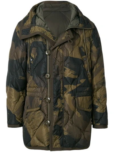 Moncler Gaillon Camouflage-print Quilted-down Parka In Green