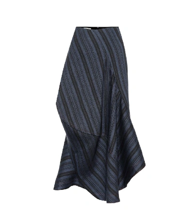 Acne Studios Suse Striped Asymmetric Wool-blend Skirt In Blue