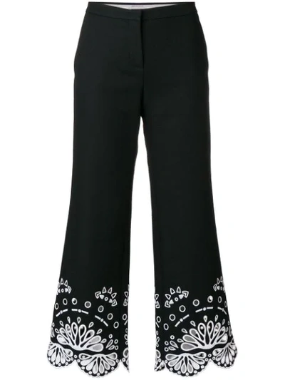Emilio Pucci Cropped Embroidered Trousers In Black
