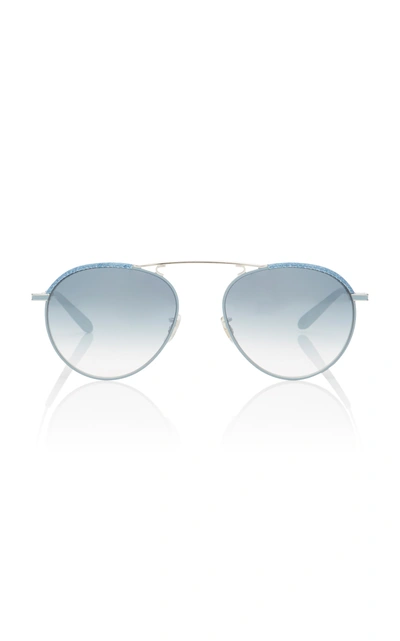 Garrett Leight Silver-tone Aviator-style Sunglasses In Blue