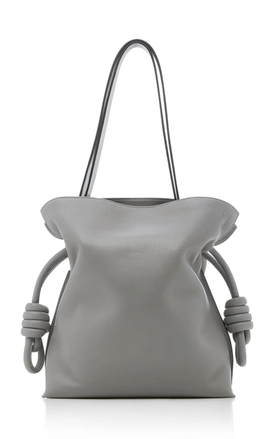 Loewe Flamenco Knot Leather Bag In Grey