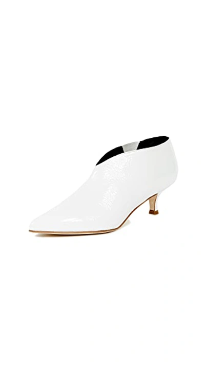 Tibi Joe Crinkled Patent-leather Ankle Boots In White