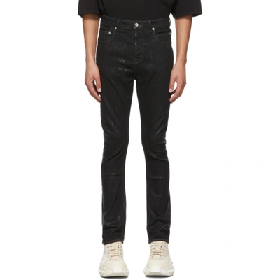 Rick Owens Drkshdw Black Stretch Foil Detroit Jeans In 09 Black