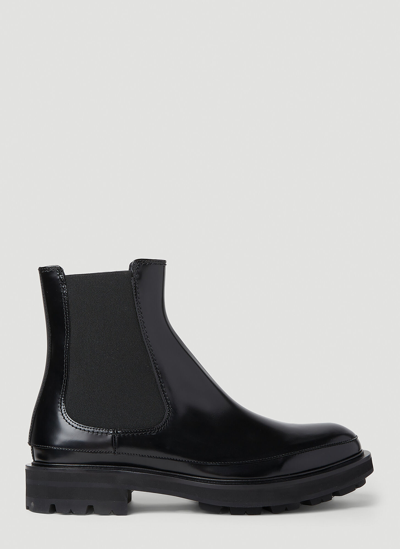 Alexander Mcqueen Brushed Leather Chelsea Boots In Black