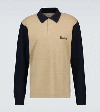 Visvim Godfrey Peerless Embroidered Wool & Linen Polo Sweater In Braun