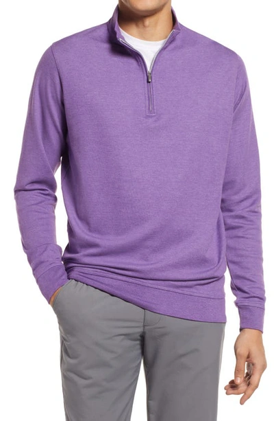 Peter Millar Comfort Interlock Quarter Zip Pullover In Purple Mum