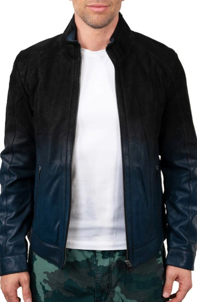 Maceoo Lambskin Leather Jacket In Blue
