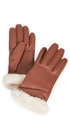Ugg Genuine Shearling Leather Tech Gloves In Chestnut