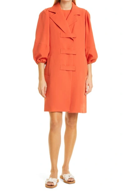 Toccin Tabby Tailored Cocoon Coat In Paprika