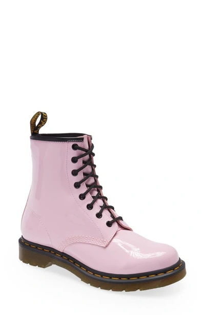 Dr. Martens 1460 Women's Patent Leather Lace Up Boots In Pink