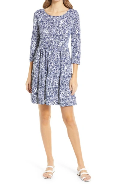 Lilly Pulitzerr Geanna Long Sleeve Fit & Flare Dress In High Tide Navy Gday Mate