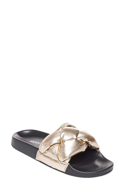Bernardo Rylee Braided Metallic Slide Sandals In Light Gold