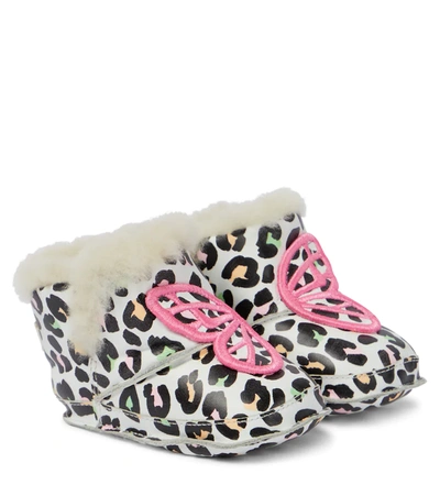 Sophia Webster Mini Baby Butterfly Snow Boots In Leopard & Orange