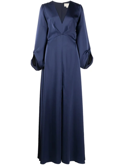 Sachin Babi Resort 22 Vivetta Satin Gown In Washed Indigo