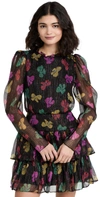 Saloni Ava B Silk Blend Long Sleeve Dress In Multi Bows