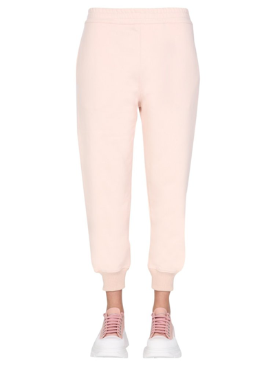 Alexander Mcqueen Logo Embroidered Jogging Pants In Rosa