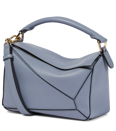 Loewe Small Puzzle Leather Bag In Atlantic Blue