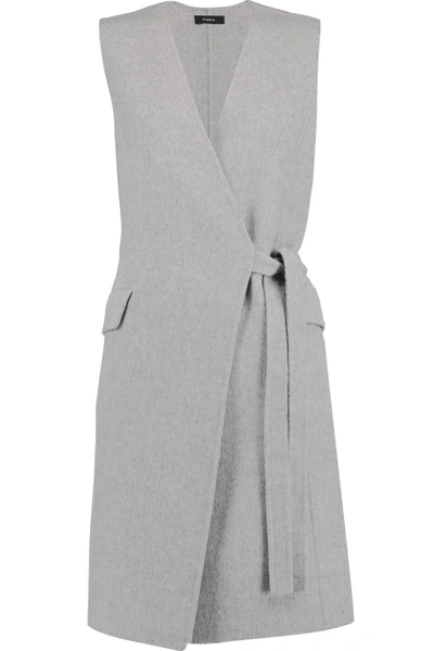 Theory Livwilth Wrap-effect Wool And Cashmere-blend Dress