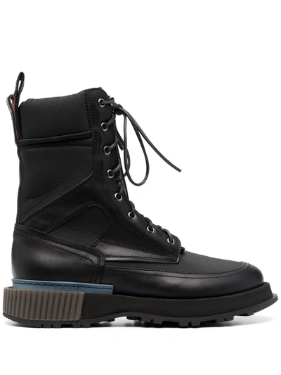 Buttero Lace-up Leather Boots In Schwarz